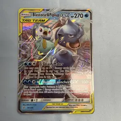 Pokemon TCG Blastoise Piplup GX Holo Card 38/236 Sm-Cosmic Eclipse Tag Team - Image 1