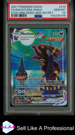 FA/NACHTARA VMAX EVOLVING SKIES-GER-SECRET POKEMON SWSH 2021 215 PSA 10 - Image 1