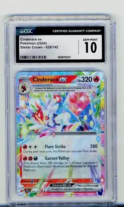 Pokemon Cinderace ex 028/142 Sv07: Stellar Crown Holo CGC 10 Graded - Image 1