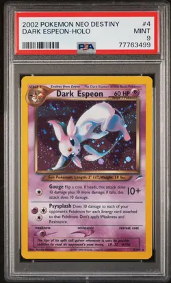 2002 POKEMON NEO DESTINY #4 DARK ESPEON-HOLO PSA 9 SWIRL - Image 1