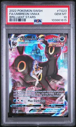2022 POKEMON SWORD & SHIELD BRILLIANT STARS #TG23 FULL ART/UMBREON VMAX PSA 10 - Image 1