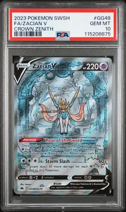 2023 POKEMON SWORD & SHIELD CROWN ZENITH #GG48 FULL ART/ZACIAN V PSA 10 - Image 1