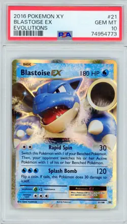 2016 Pokemon XY Evolutions Blastoise EX 21/108 PSA 10 GEM MINT - Image 1