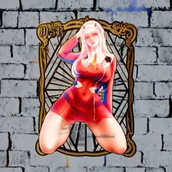 Zero Two Serial Numbered #/100 Goddess Story Waifu Gold Metal Anime Card Rare - Image 2