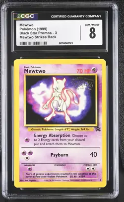 CGC 8 Mewtwo 1999 Black Star Promo 3 WB Movie Pokemon Card - Image 1