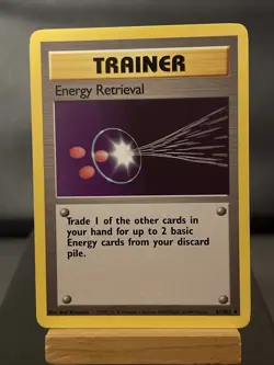 Pokemon Card Energy Retrieval 81/102 Base Set Trainer WOTC LP - Image 1