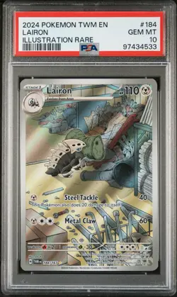 Pokemon TCG Lairon 184/167 Twilight Masquerade Illustration Rare Card - PSA 10 - Image 1