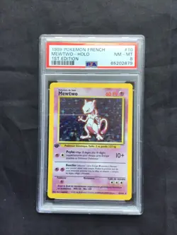 Pokemon Cards: FRENCH Base Set 1st Edition Rare Holo: Mewtwo 10/102 PSA 8 - Image 1