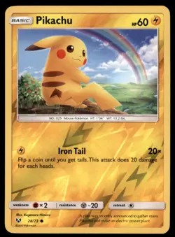 Pokemon TCG Pikachu Sun & Moon - Shining Legends #28 Rev Holo - Image 1