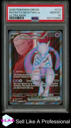 ROCKET'S MEWTWO EX ULTRA RARE POKEMON DRI EN-DESTINED RIVALS 2025 213 PSA 10 - Image 1
