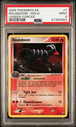 2005 Pokemon EX Houndoom Holo Unseen Forces PSA 9 #7 - Image 1