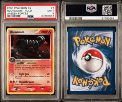 2005 Pokemon EX Houndoom Holo Unseen Forces PSA 9 #7 - Image 3