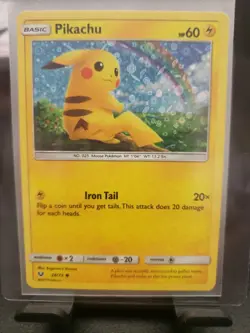 2017 POKEMON SUN & MOON SHINING LEGENDS #28 PIKACHU-HOLO PSA 7 - Image 1