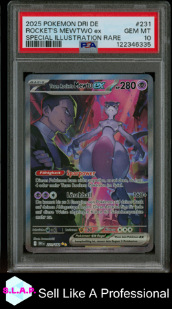 ROCKET'S MEWTWO EX SPECI4L ILL RARE POKEMON GER DESTINED RIVALS 2025 231 PSA 10 - Image 1