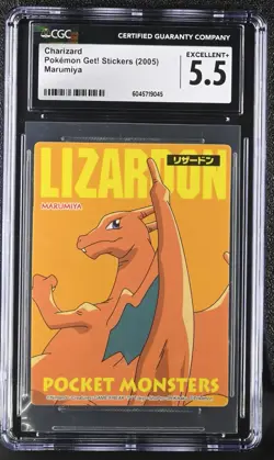Pokemon Charizard Marumiya Get! Sticker 2005 CGC 5.5 POP 1 Japan - Image 1