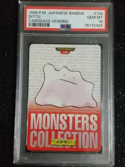 DITTO 1996 POKEMON CARDDASS PSA 10 GEM Pocket Monsters Japanese Bandai #132 - Image 1