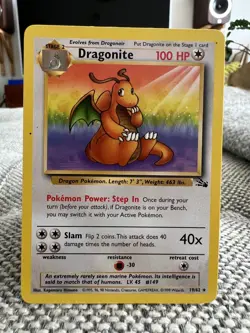 Dragonite Fossil Set 19/62 Excellent Rare Non Holo Pokemon Card 1999 - Image 1