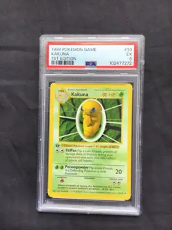 Pokemon Cards: Base Set 1st Edition Uncommon: Kakuna 33/102 PSA 5 - Image 1