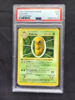 Pokemon Cards: Base Set 1st Edition Uncommon: Kakuna 33/102 PSA 5 - Image 2