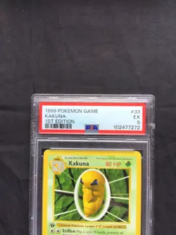 Pokemon Cards: Base Set 1st Edition Uncommon: Kakuna 33/102 PSA 5 - Image 3