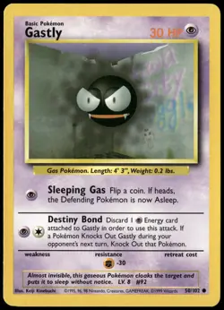 Gastly 50/102 Base Set Pokemon Card Near Mint-5 - Image 1