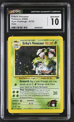 CGC 10 GEM MINT Erika's Venusaur Gym Challenge 4/132 Holo SWIRL Pokemon Card - Image 1