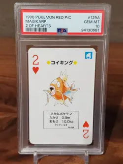 1996 Pokemon Magikarp Red Back Poker Playing Card 2 of Hearts- PSA 10 - Image 1