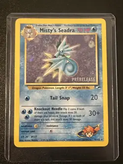 Prerelease Misty's Seadra 9/132 Gym Heroes Holo Rare Vintage Pokemon Card LP - Image 4