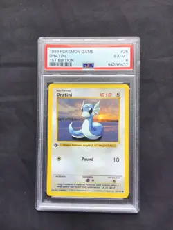 Pokemon Cards: Base Set 1st Edition Uncommon: Dratini 26/102 PSA 6 - Image 1