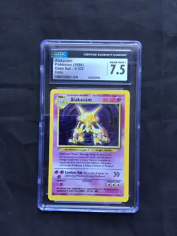 Pokemon Cards: Base Set Rare Holo: Alakazam 1/102 CGC 7.5 - Image 1