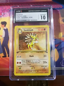 CGC 10 GEM MINT Sandslash 1999 Fossil 1st Edition 41/62 Pokemon Card psa - Image 1