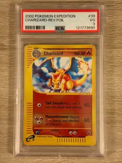 Charizard - 39/165 - Reverse Holo - Expedition - Pokemon Card - PSA 3 - Image 1