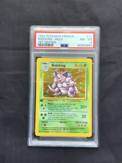 Pokemon Cards: FRENCH Base Set 1st Edition Rare Holo: Nidoking 11/102 PSA 8 - Image 1