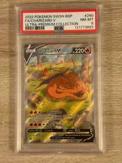 Pokemon TCG Charizard v SWSH Black Star Promos Holo Card SWSH260 PSA 8 - Image 1