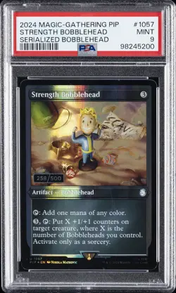 2024 MTG FALLOUT SERIALIZED BOBBLEHEAD #1057 STRENGTH BOBBLEHEAD 258/500 PSA 9 - Image 1