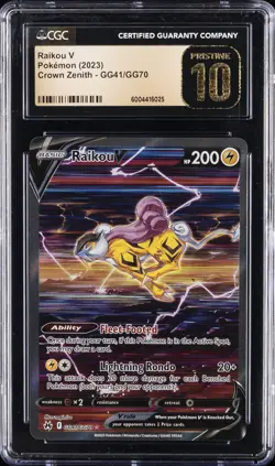 2023 POKEMON SWORD & SHIELD CROWN ZENITH #GG41 FULL ART/RAIKOU V CGC 10 PERFECT - Image 1