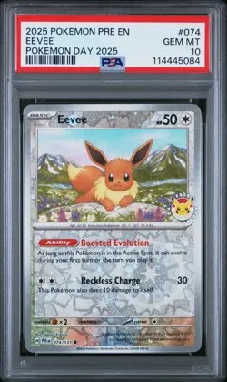 Pokemon Eevee TCG 074/131 Pokemon Day 2025 Promo PSA 10 - Image 1