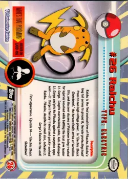 topps Pokemon TV Animation Edition Series 1 Foil #26 Raichu - Image 2
