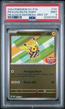 2024 POKEMON INDONESIAN SV-P PROMO #191 PIKACHU IN BATIK SHIRT PSA 9 - Image 1
