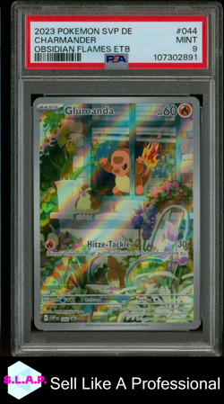 GLUMANDA POKEMON 44 2023 OBSIDIAN FLAMES ETB PROMO MINT DEUTSCH PSA 9 - Image 1
