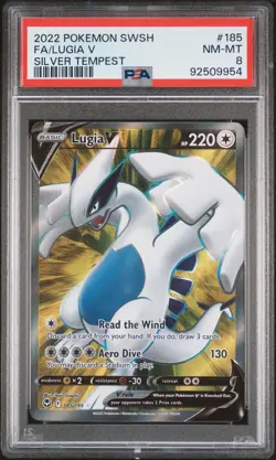 Lugia V Full Art PSA 8 NM-MT Silver Tempest #185 Pokemon Card - Image 1