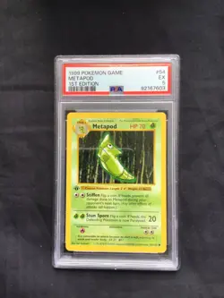 Pokemon Cards: Base Set 1st Edition Common: Metapod 54/102 PSA 5 - Image 1