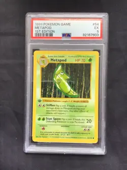 Pokemon Cards: Base Set 1st Edition Common: Metapod 54/102 PSA 5 - Image 2