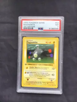 Pokemon Cards: Base Set 1st Edition Common: Magnemite 53/102 PSA 7 - Image 1