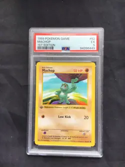 Pokemon Cards: Base Set 1st Edition Common: Machop 52/102 PSA 5 - Image 1