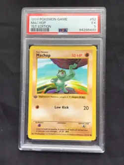 Pokemon Cards: Base Set 1st Edition Common: Machop 52/102 PSA 5 - Image 2