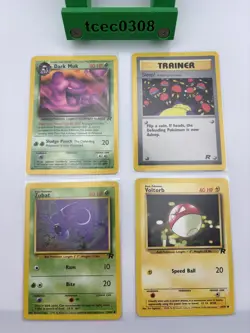 Team Rocket Pokemon TCG Bundle X4 Cards - Dark Muk - Sleep! - Zubat - Voltorb HP - Image 1