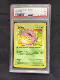Pokemon Cards: Base Set 1st Edition Common: Koffing 51/102 PSA 5 - Image 2