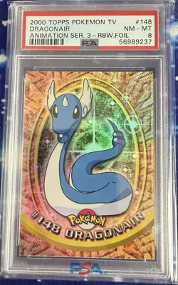 2000 TOPPS CHROME POKEMON T.V. Card #148 Dragonair Animation RBW Foil PSA 8 - Image 1