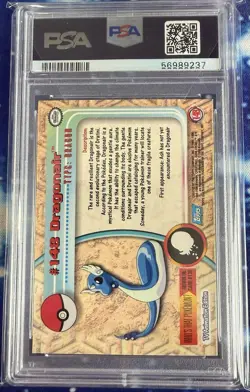 2000 TOPPS CHROME POKEMON T.V. Card #148 Dragonair Animation RBW Foil PSA 8 - Image 2